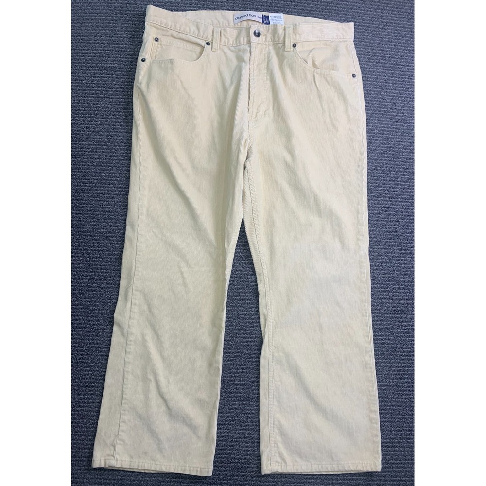Vintage Gap Corduroy Cropped Bootcut Pants Size 16 Yellow Cotton Y2K 2000 Preppy
